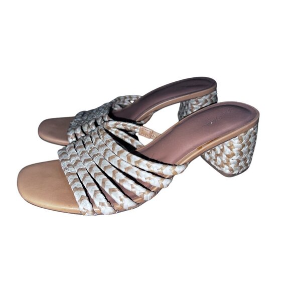 Universal Thread Espadrilla Slip On Sandals 2.75" Block Heel Sz 8 Womens Beige W - Picture 1 of 10